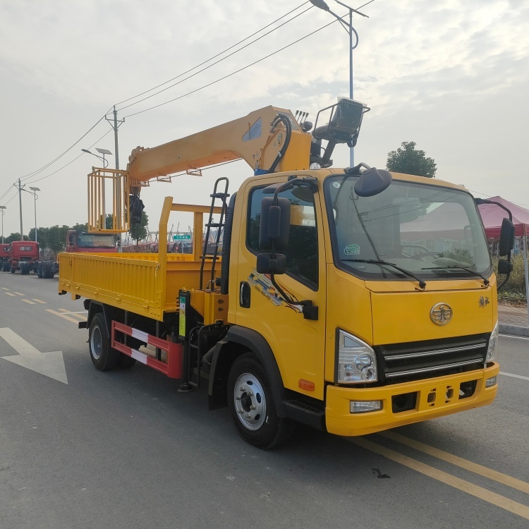 FAW truck-mounted crane transport truck, truck-mounted crane truck, straight arm crane, flatbed truck-mounted crane truck