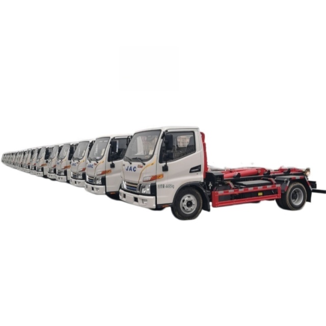 JAC blue-plate hook-arm garbage truck, Yunnei 150 horsepower, wheelbase 3300 mm