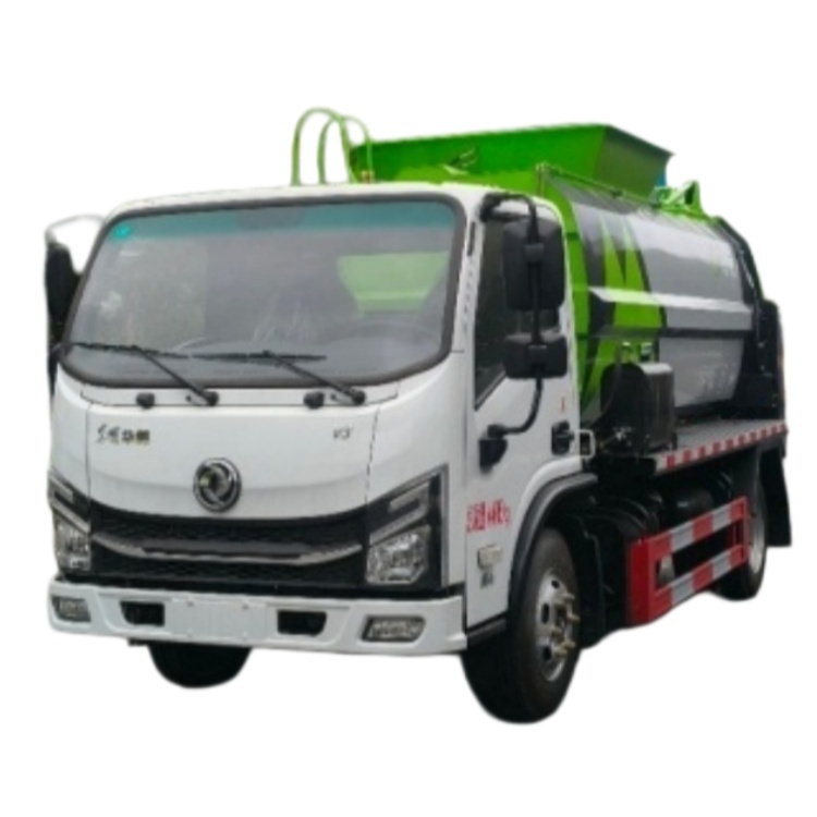 DFL kitchen waste truck equipped with a Quanchai engine of 142 horsepower, 2300-liter displacement, and a wheelbase of 2800mm