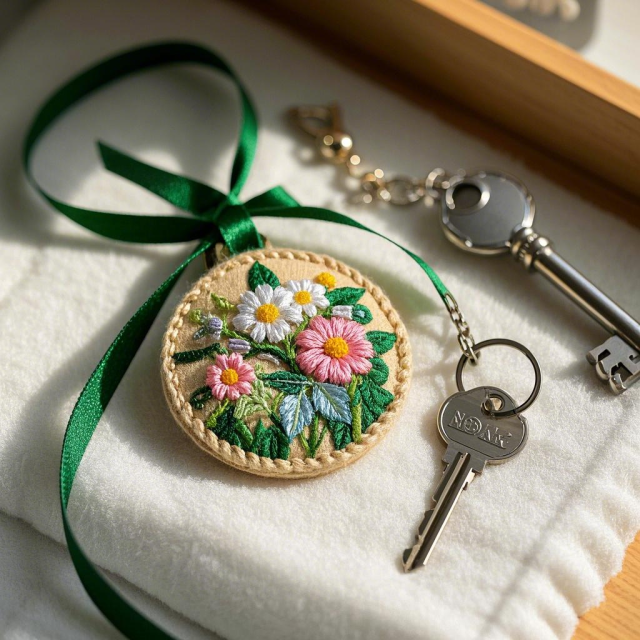 Customized embroidered keychain