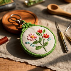 Customized embroidered keychain