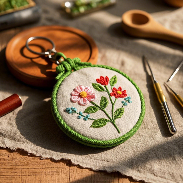 Customized embroidered keychain