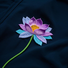 Chinese style  cutely and lovely cat and elegant flower Customized embroidered patch T-shirt