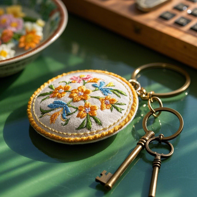 Customized embroidered keychain