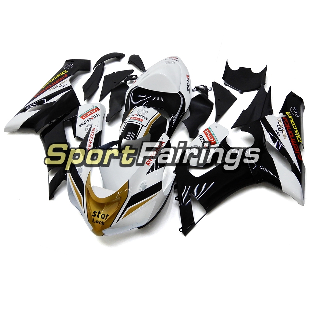 Fairing Kit Fit For Kawasaki ZX6R 2005-2006- Star Lock White Black