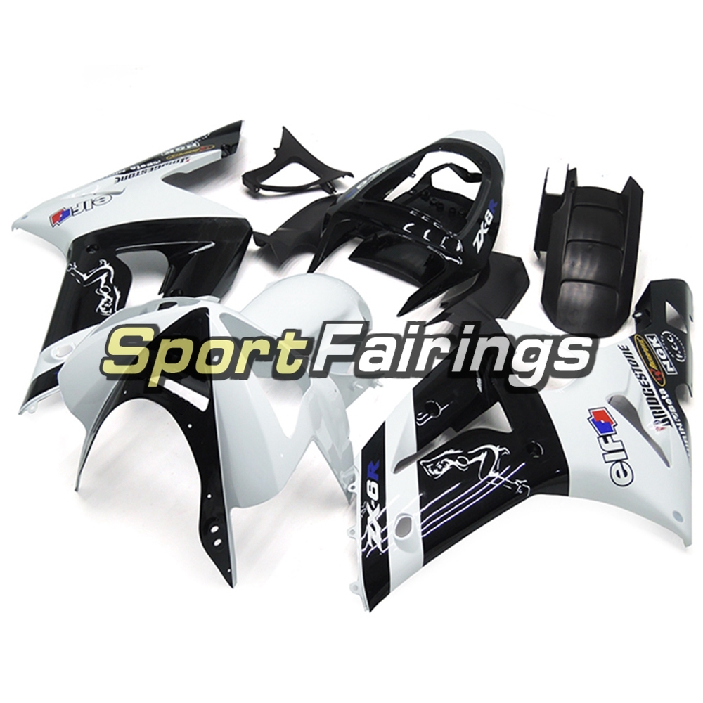 Fairing Kit Fit For Kawasaki ZX6R 2003-2004- White Black