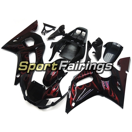 Fairing Kit Fit For Yamaha YZF R6 1998 - 2002 - Black Red Flames