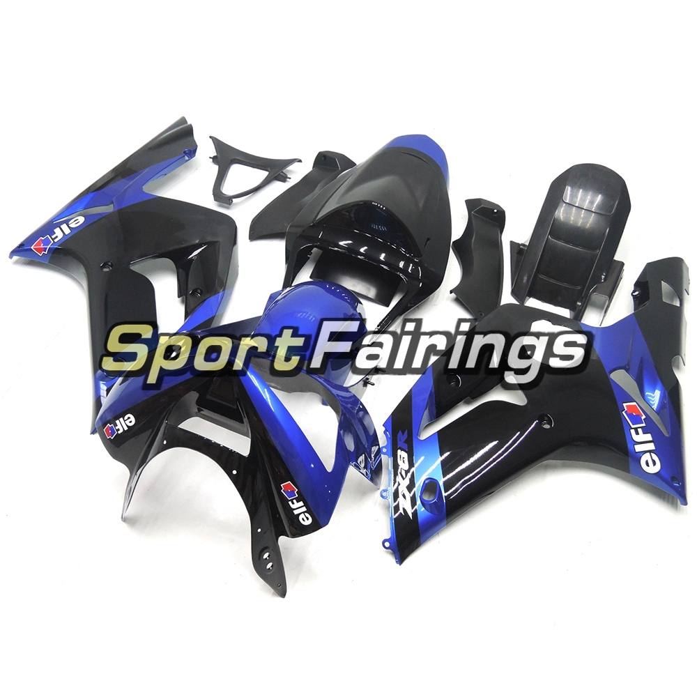 Fairing Kit Fit For Kawasaki ZX6R 2003-2004- Elf Black Blue
