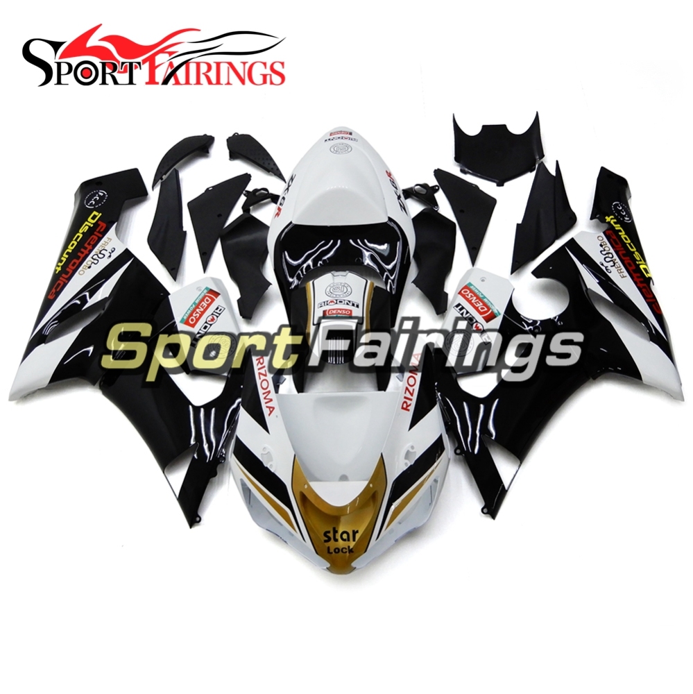 Fairing Kit Fit For Kawasaki ZX6R 2005-2006- Star Lock White Black