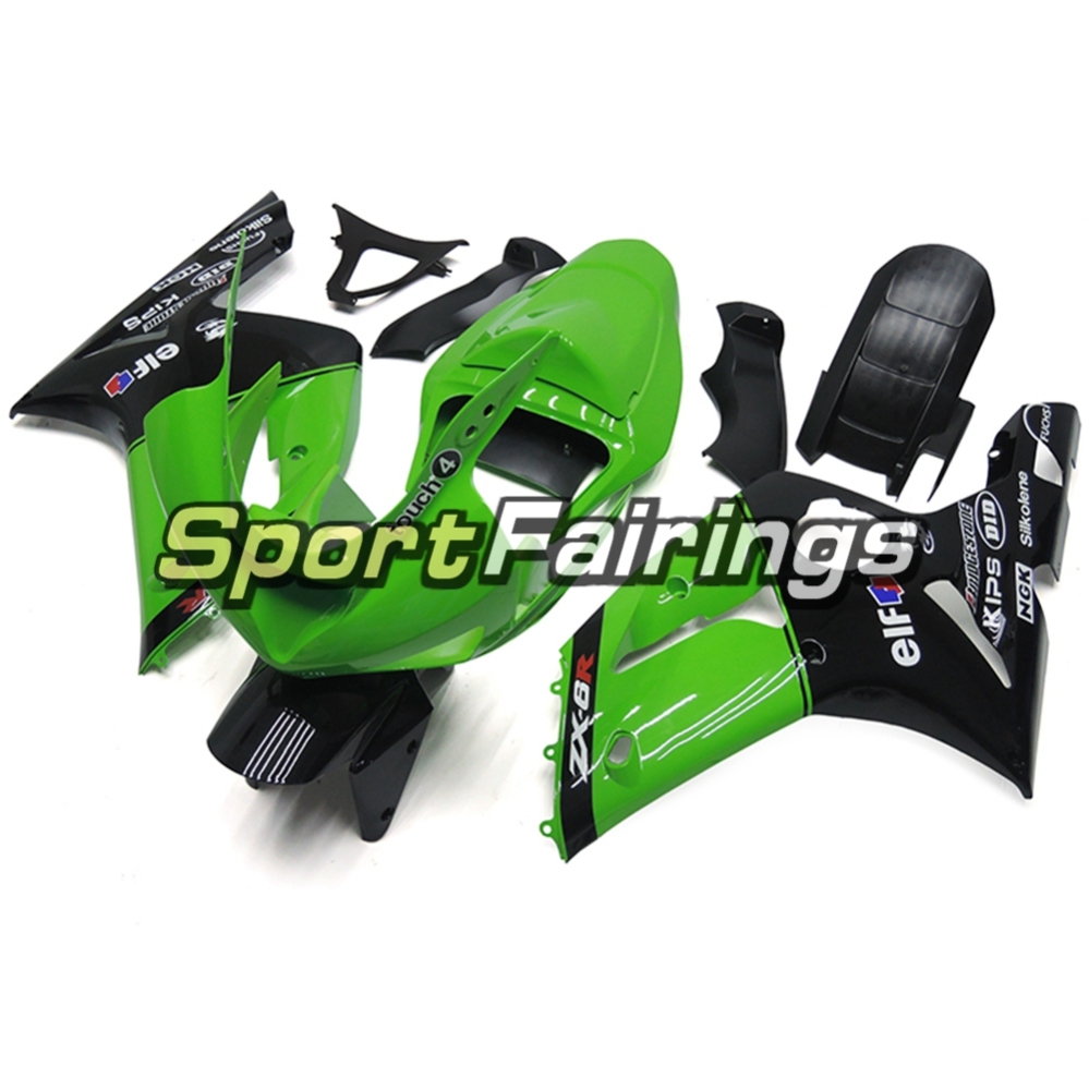 Fairing Kit Fit For Kawasaki ZX6R 2003-2004- Elf Black Green