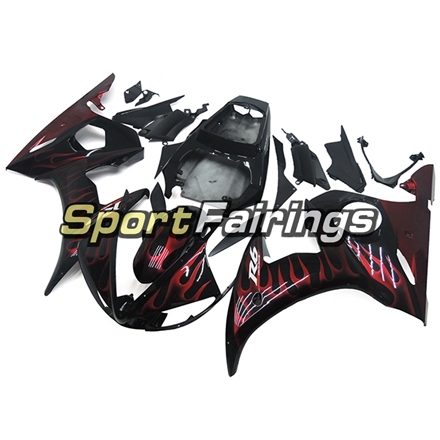Fairing Kit Fit For Yamaha YZF R6 2005 -  Black Red Flames