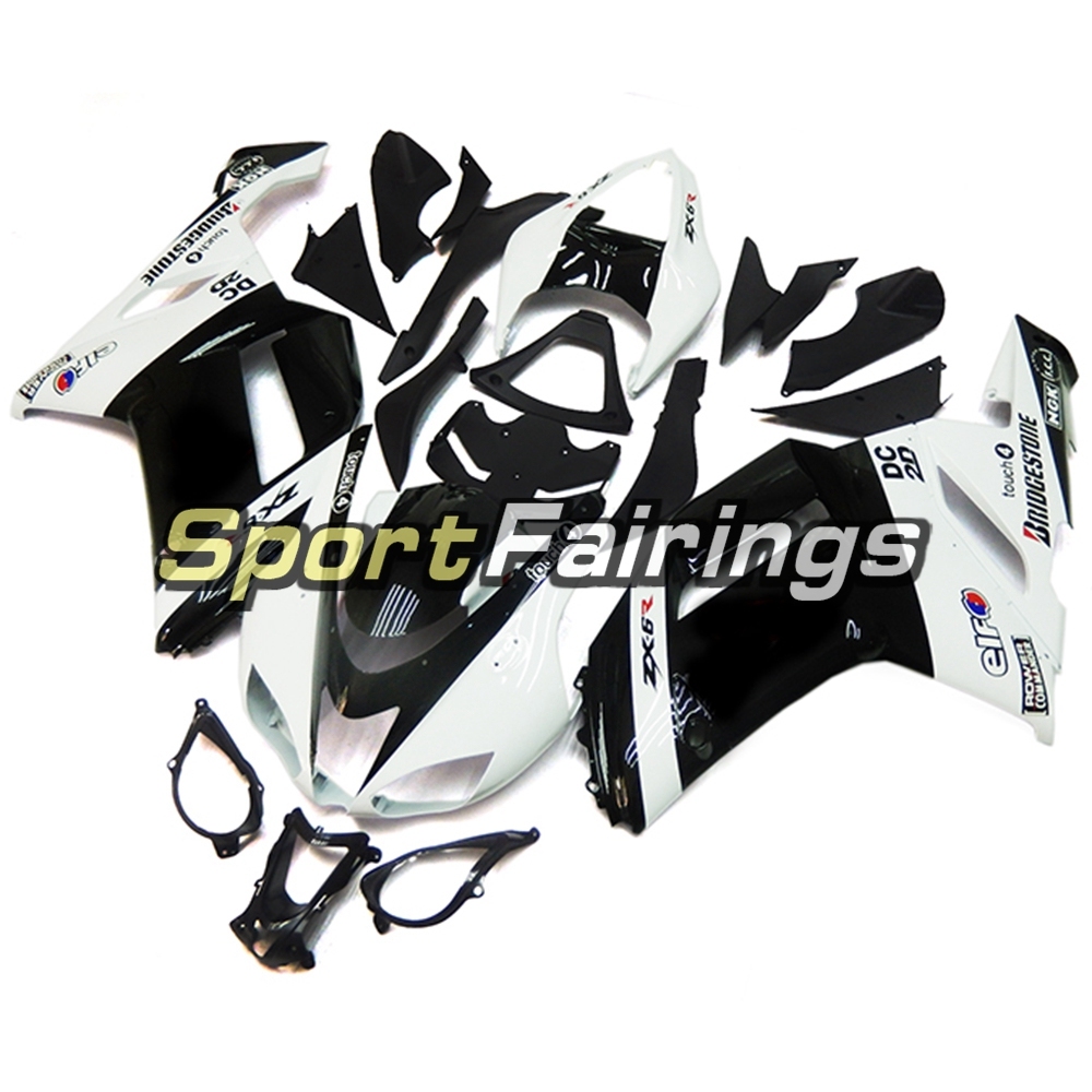 Fairing Kit Fit For Kawasaki ZX6R 2007 - 2008 - Black White