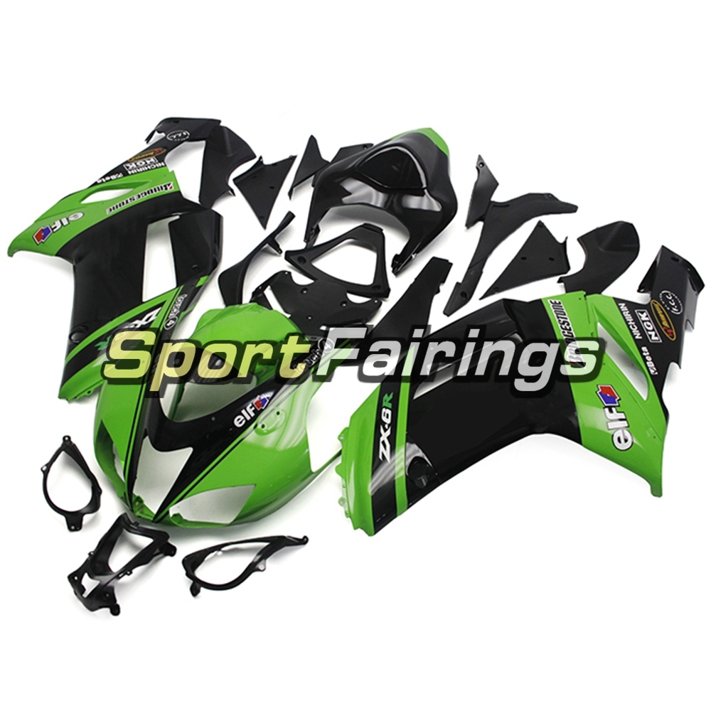 Fairing Kit Fit For Kawasaki ZX6R 2007 - 2008 -Green Black Energy