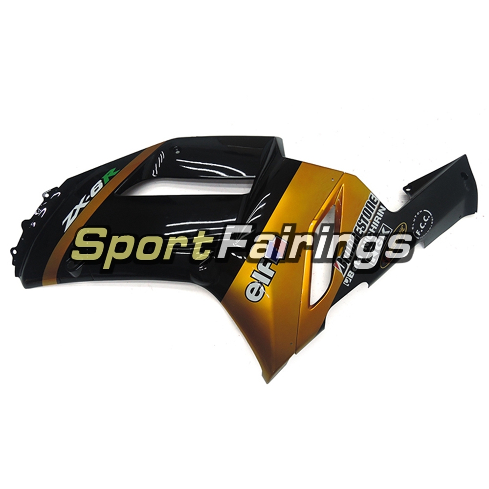 Fairing Kit Fit For Kawasaki ZX6R 2007 - 2008 -Gloss Gold Black