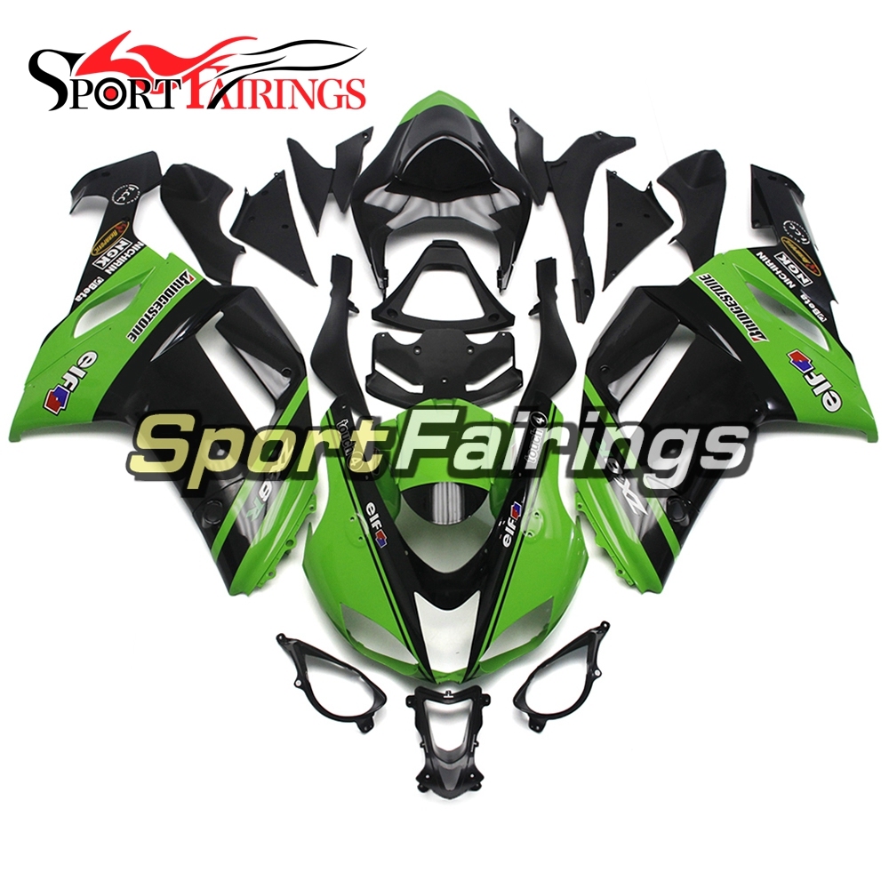 Fairing Kit Fit For Kawasaki ZX6R 2007 - 2008 -Green Black Energy