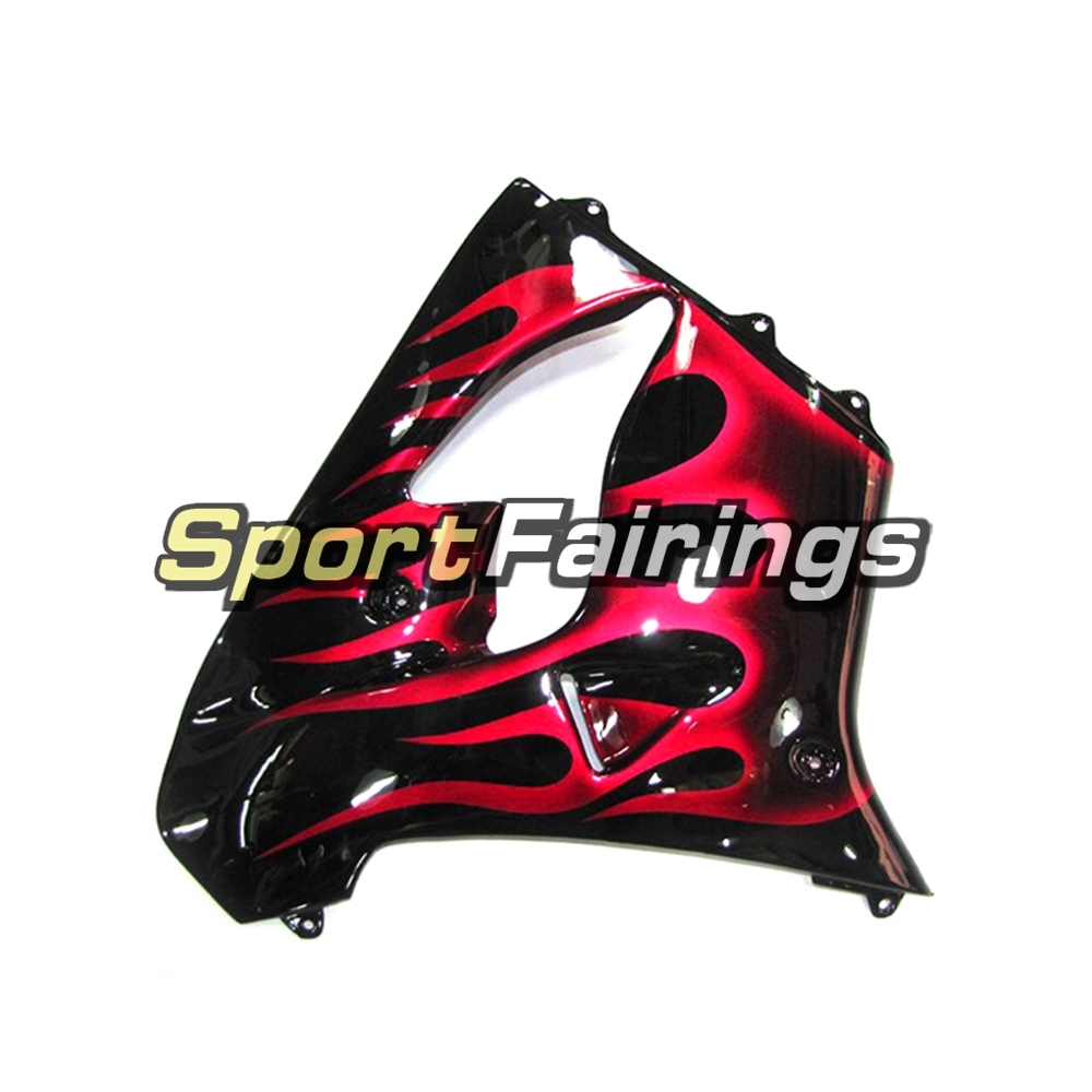 Fairing Kit Fit For Kawasaki ZX9R 2000 - 2001 - Black Red Flame