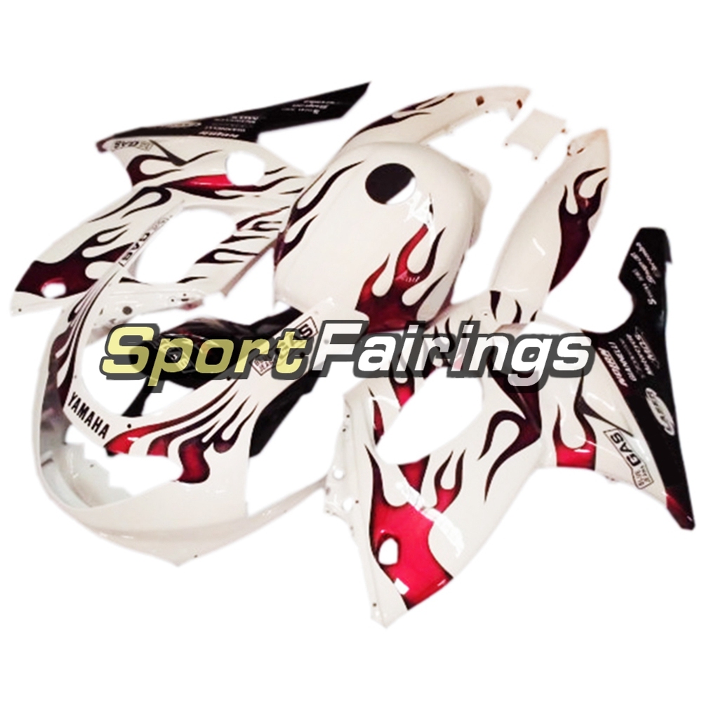 Fairing Kit Fit For Yamaha YZF600R Thundercat 1997 - 2007 - White Red Flames