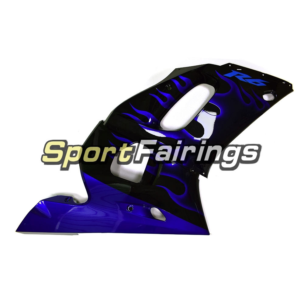Fairing Kit Fit For Yamaha YZF R6 1998 - 2002 - Black Blue Flames