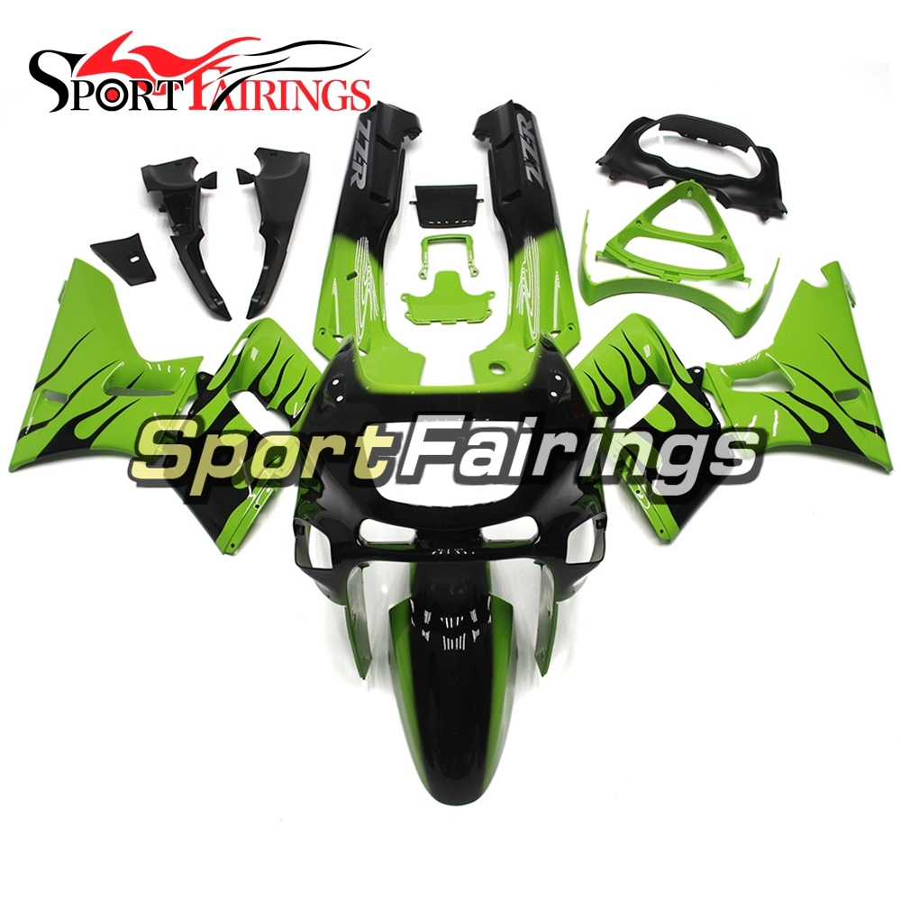 Fairing Kit Fit For Kawasaki ZZR400  1993 - 2007-Green Black Flame