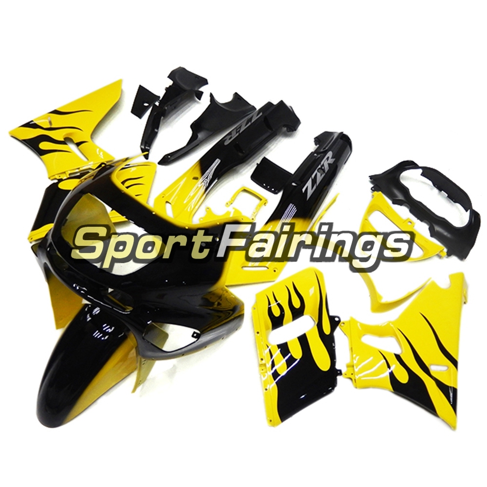 Fairing Kit Fit For Kawasaki ZZR400  1993 - 2007-Yellow with Black Flame