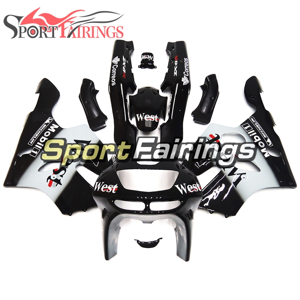 Fairing Kit Fit For Kawasaki ZX6R 1994-1997-West Black White