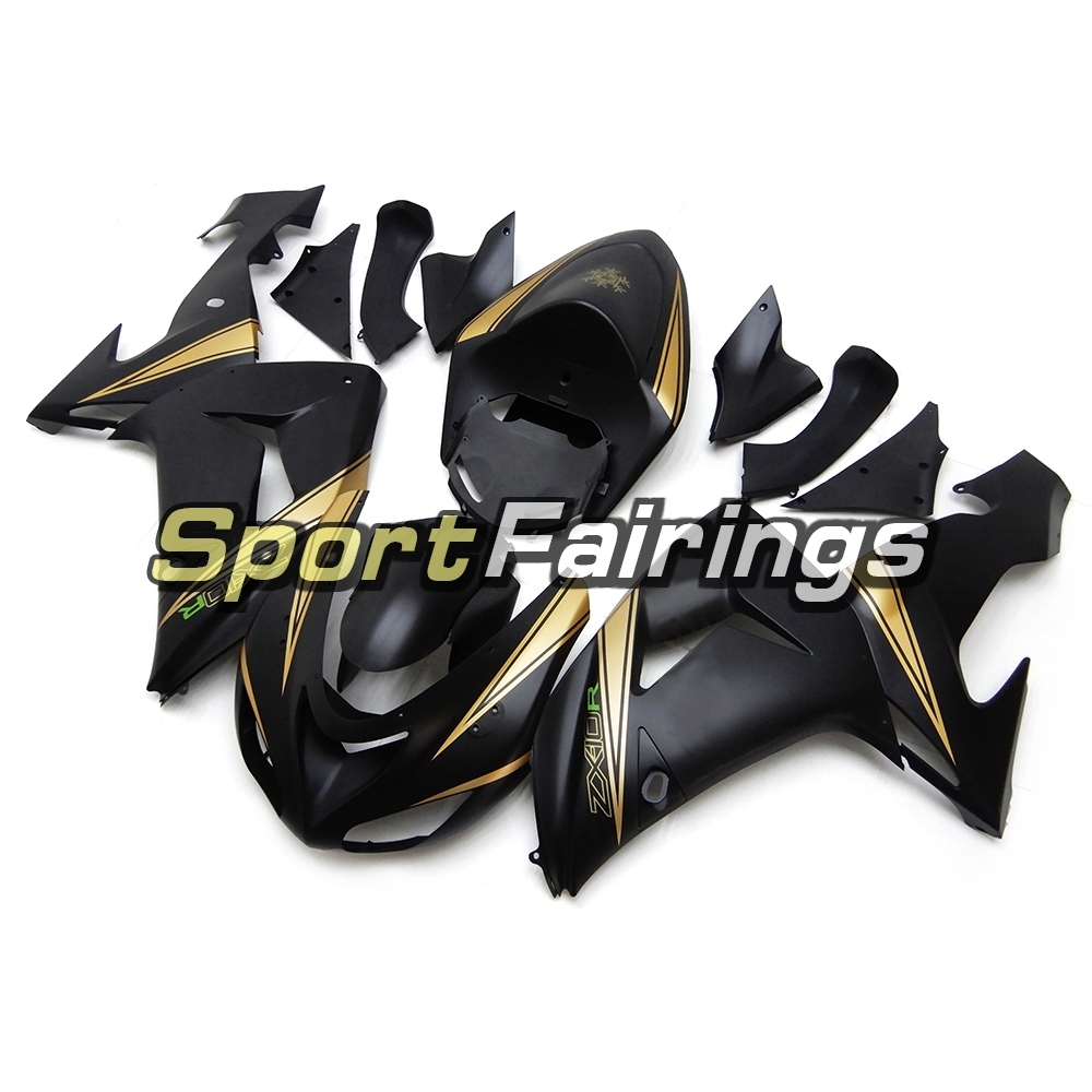 Fairing Kit Fit For Kawasaki ZX10R 2006 - 2007 - Black Matte Gold Decal