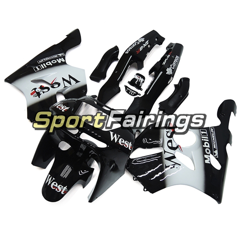 Fairing Kit Fit For Kawasaki ZX6R 1994-1997-West Black White