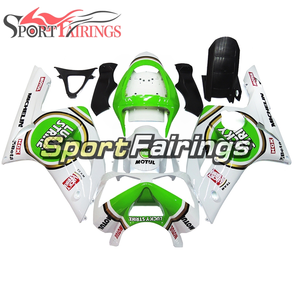 Fairing Kit Fit For Kawasaki ZX6R 2003-2004- Green White Lucky Strike