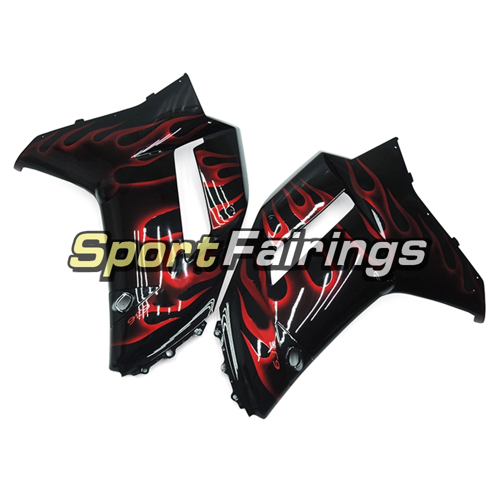 Fairing Kit Fit For Kawasaki ZX6R 2007 - 2008 -Black Red Flame