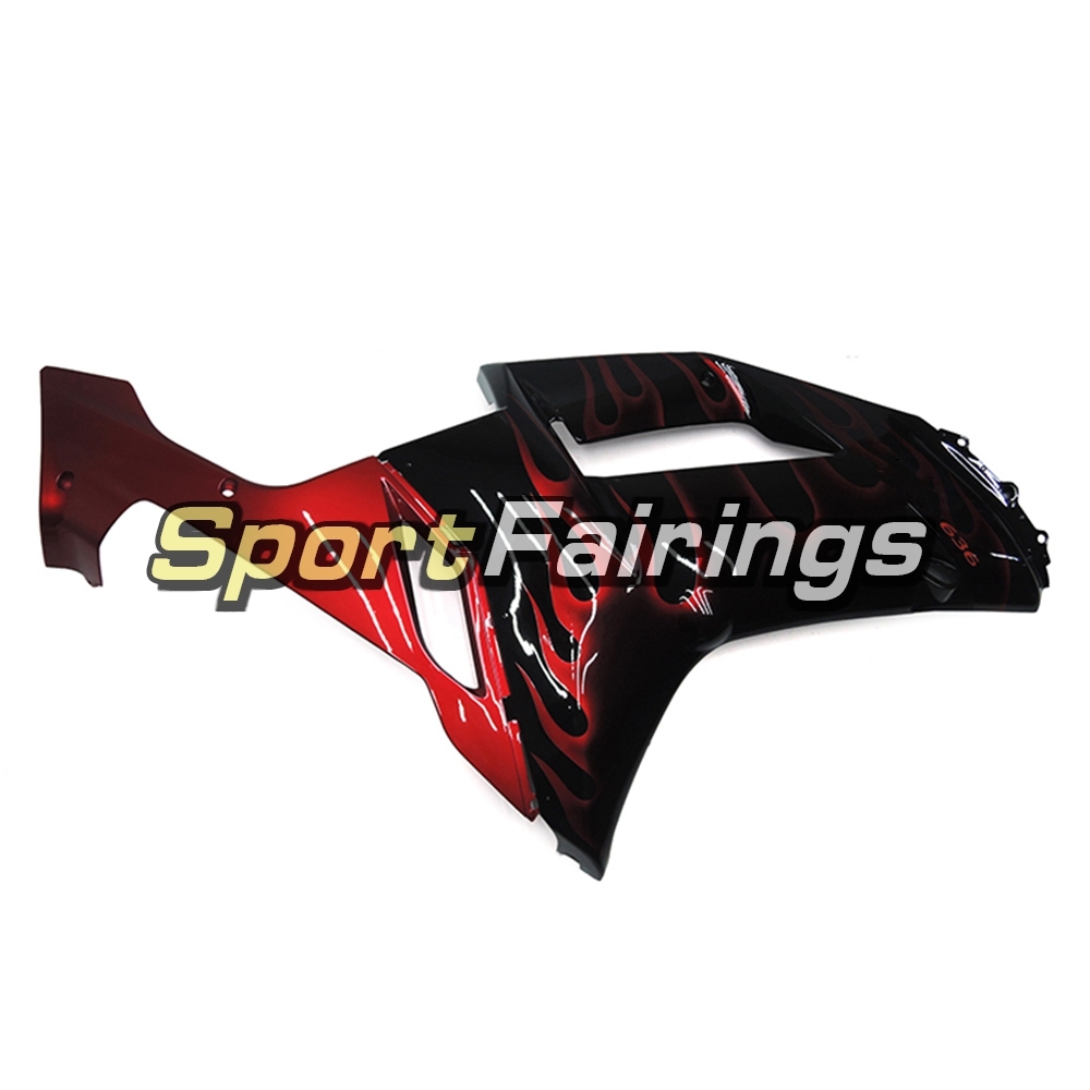 Fairing Kit Fit For Kawasaki ZX6R 2007 - 2008 -Black Red Flame