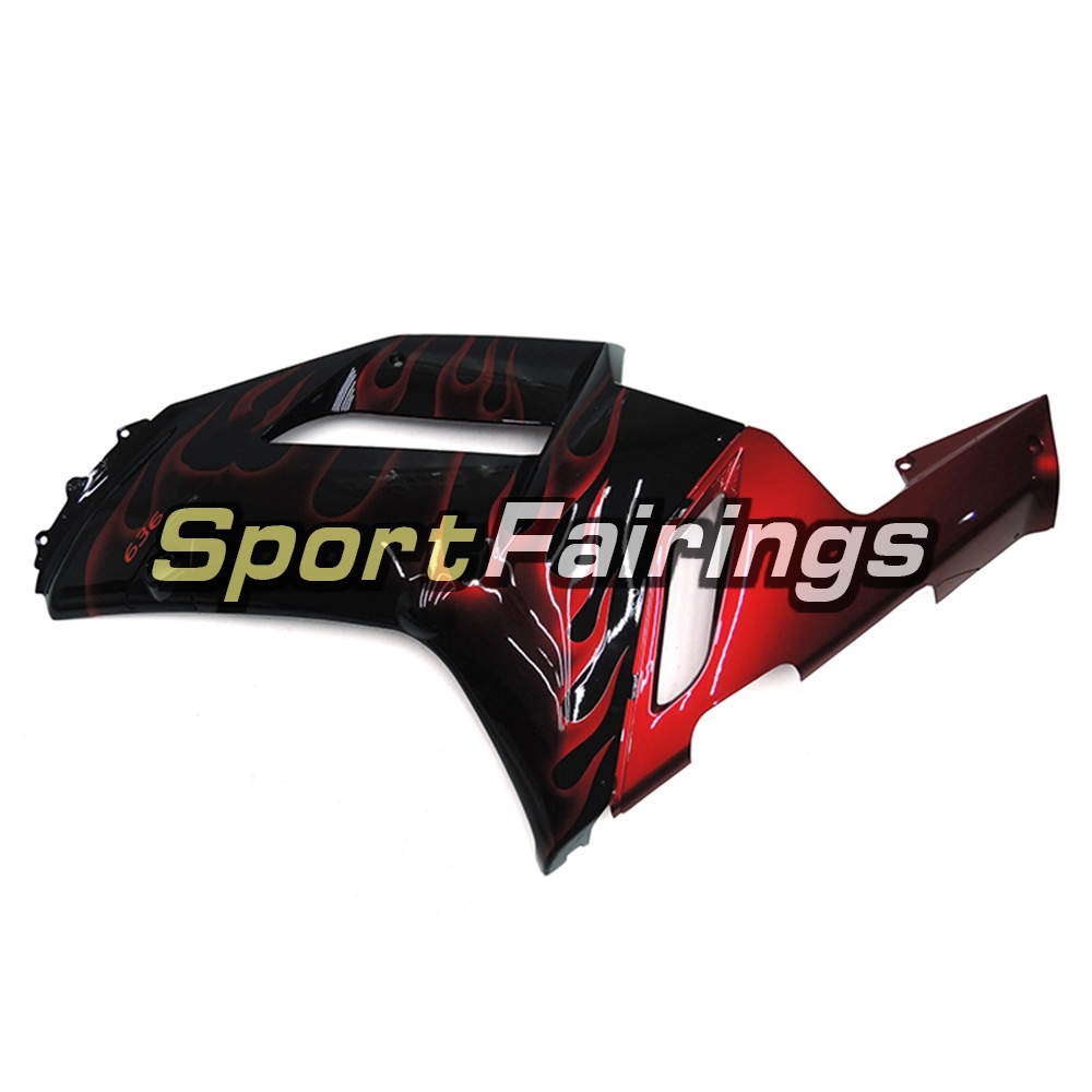 Fairing Kit Fit For Kawasaki ZX6R 2007 - 2008 -Black Red Flame