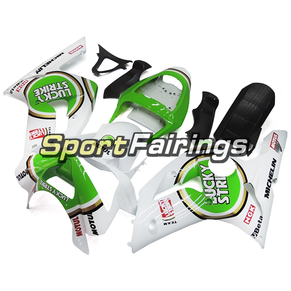 Fairing Kit Fit For Kawasaki ZX6R 2003-2004- Green White Lucky Strike
