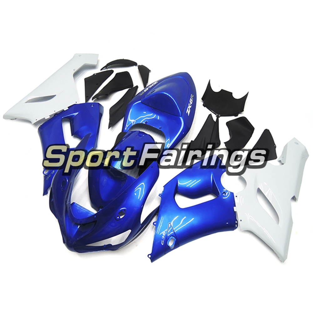 Fairing Kit Fit For Kawasaki ZX6R 2005-2006- Pearl Blue White