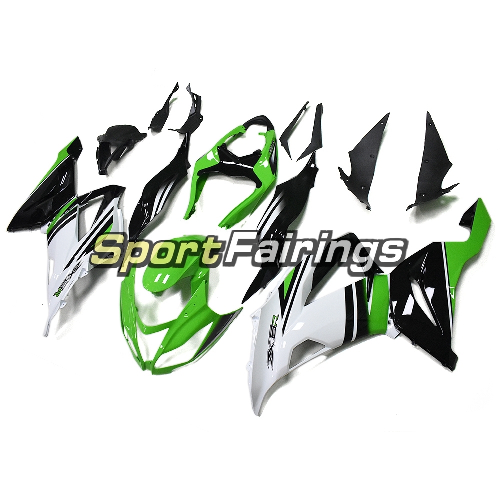Full Fairing Kit Fit For Kawasaki ZX6R 2013 - 2017 - Gloss Green Black White