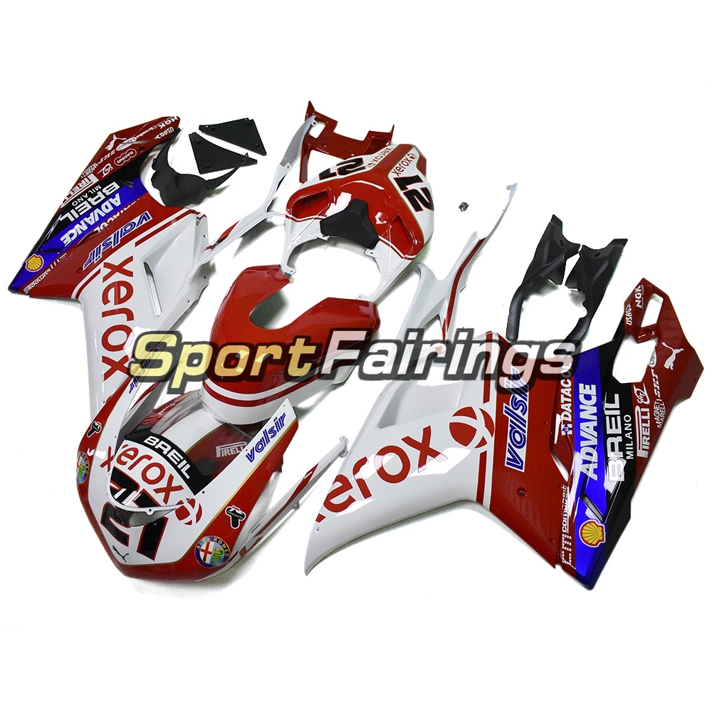 New Complete Fairing Kit Fit For Ducati 1098 1198 848 2007 - 2012 - Red White Black 21