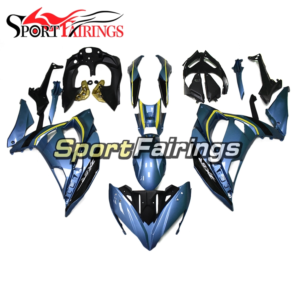Complete Fairing Kit Fit For Kawasaki ER-6F / Ninja 650r 2017 - 2018 - Pearl Blue Black Yellow