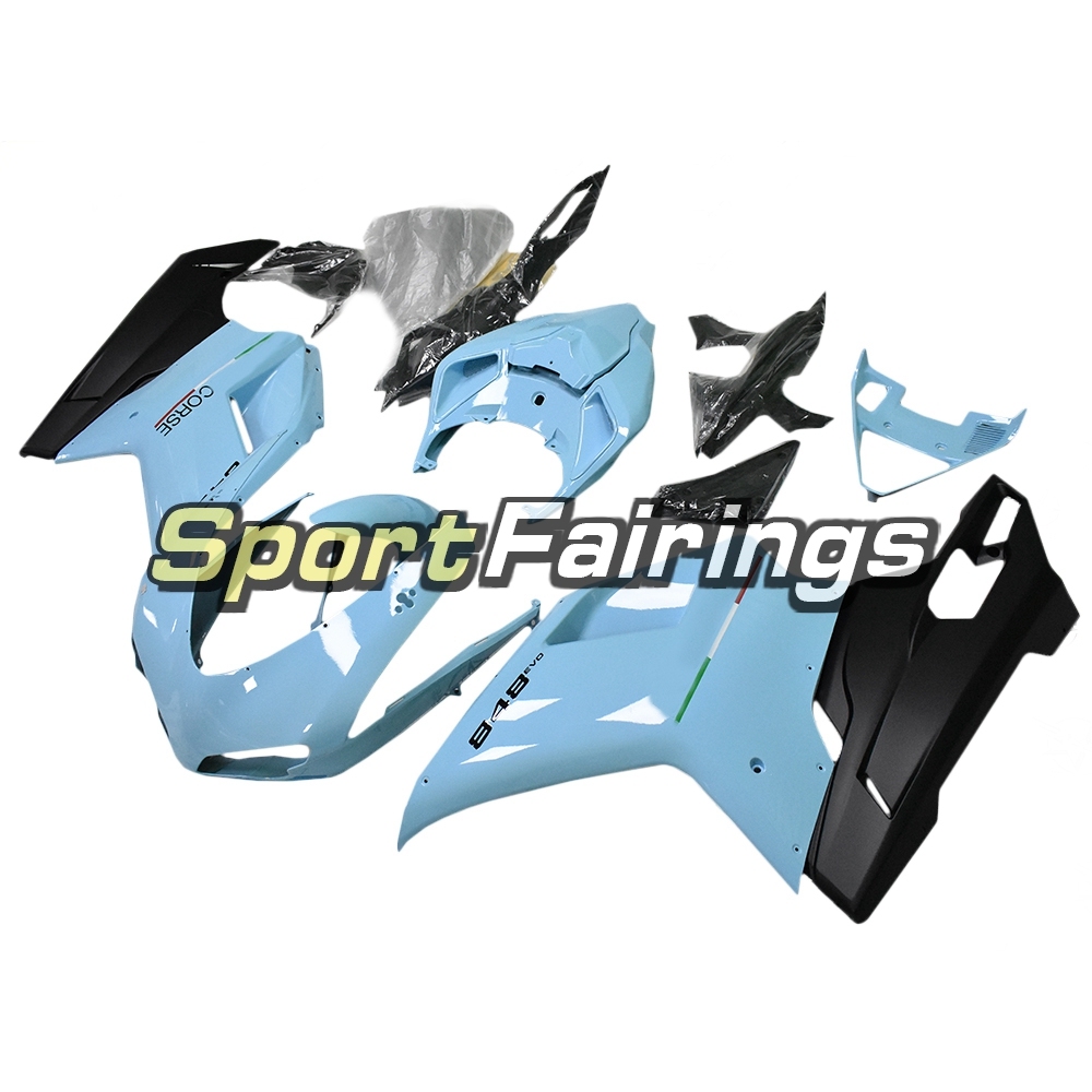 New Full Fairing Kit Fit For Ducati 1098 1198 848 2007 - 2012  Sky Blue With Black Lowers