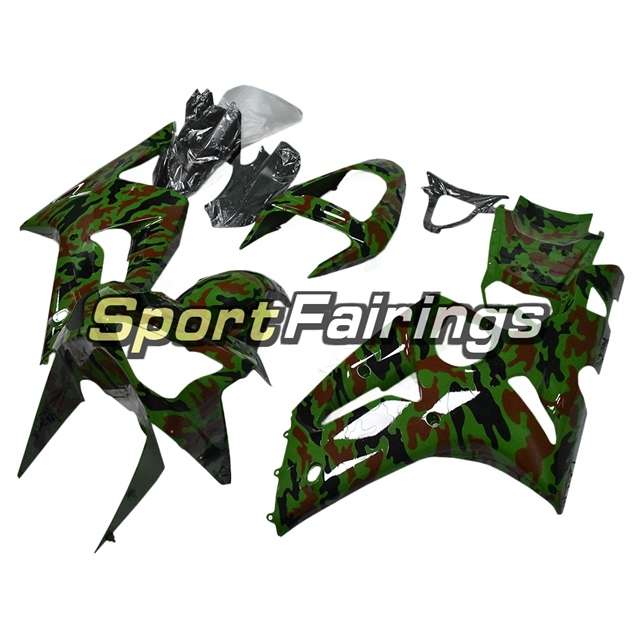 Sportbike Complete Fairing Kit Fit For Kawasaki ZX6R 2003-2004- Camouflage Green Brown