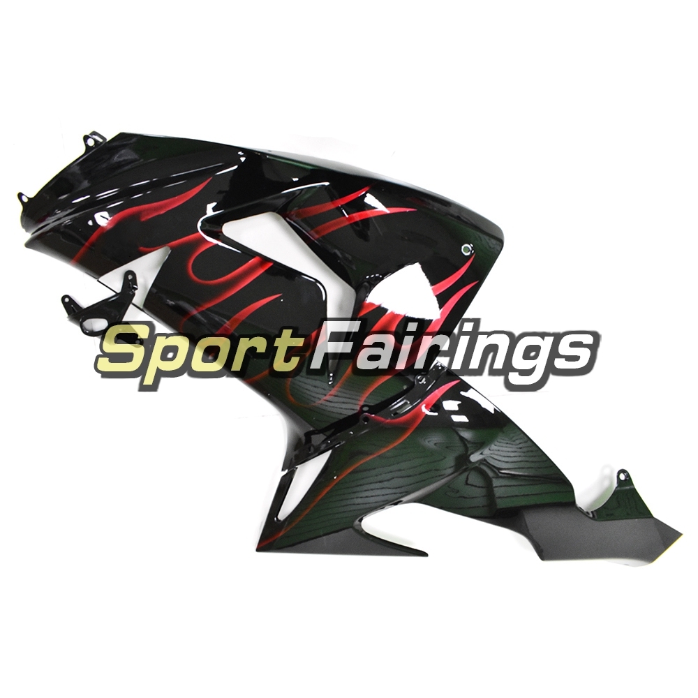 Full Fairing Kit Fit For Kawasaki ZX10R 2006 - 2007 - Black With Red Flames