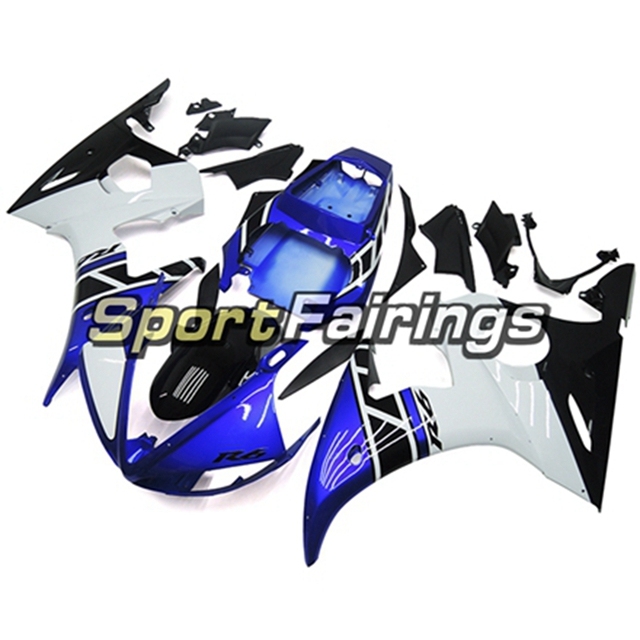 Fairing Kit Fit For Yamaha YZF R6 2005 - White Blue and Black Lowers