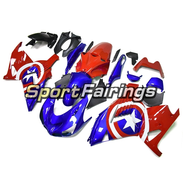 Full Fairing Kit Fit For Kawasaki ZX-14R /ZZ-R1400 2006 - 2011  - Glossy Blue Red With Stars