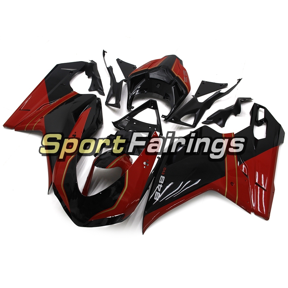 Motorcycle Fairing Kit Fit For Ducati 1098 1198 848 2007 - 2012 - Gloss Black Red