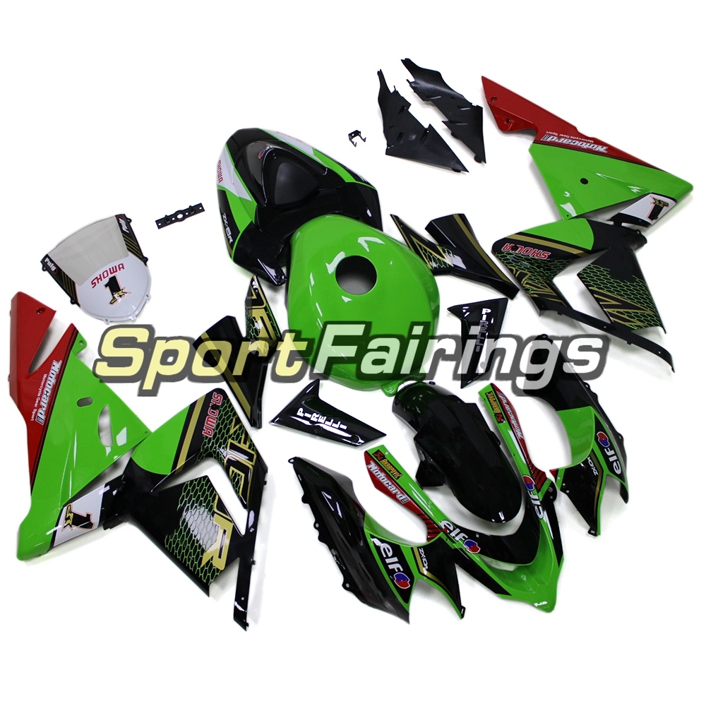 Motorcycle Fairing Kit Fit For Kawasaki ZX10R 2004 - 2005 - Glossy Black Green elf