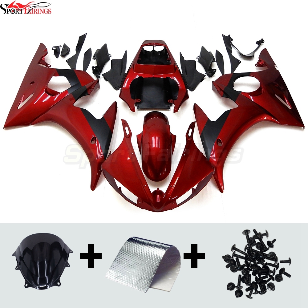 ABS Fairing Kit Fit For Yamaha YZF600 R6 2003 2004 - Candy Red Black
