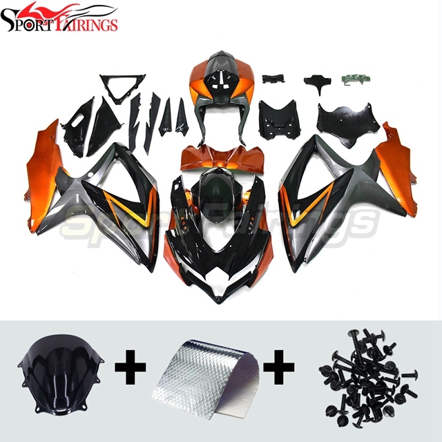 Sportfairings Fairing Kit fit for Suzuki GSXR600 GSXR750 2008 - 2010 - Black Grey Orange