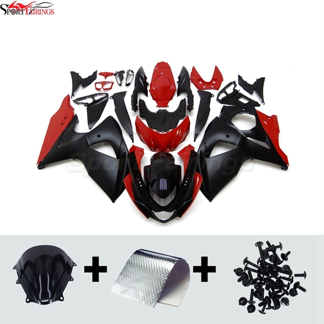Sportfairings Fairing Kit fit for Suzuki GSXR1000 2009 - 2016 - Matte Black Red Gloss Black