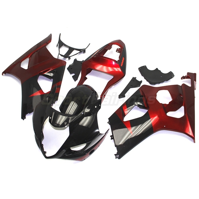 Sportfairings Fairing Kit fit for Suzuki GSXR1000 2003 - 2004 - Black Dark Red