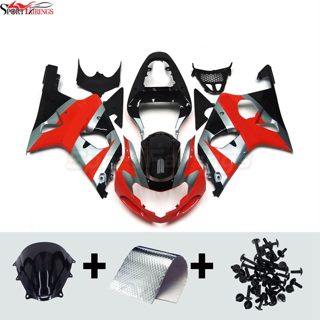 Sportfairings Fairing Kit fit for Suzuki GSXR1000 2000 - 2002 - Red Black Silver