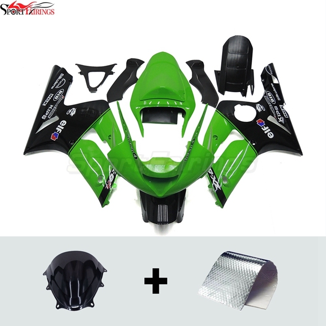 Sportfairings Fairing Kit fit for Kawasaki Ninja ZX6R 2003 - 2004 - Green Black