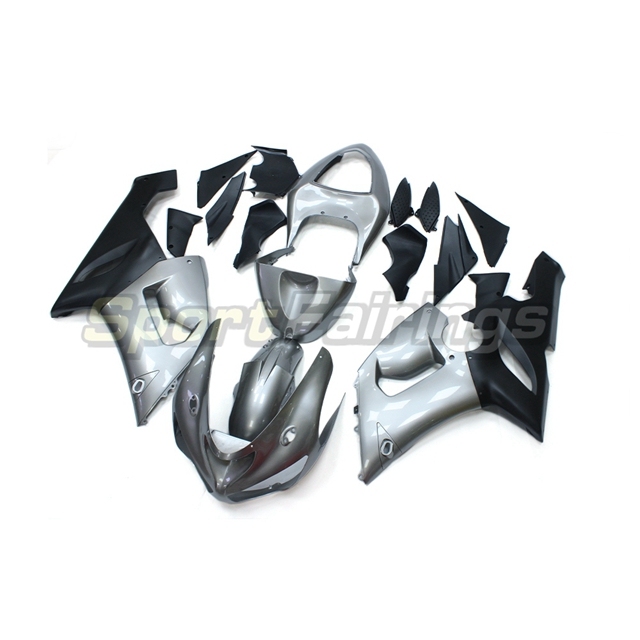 Sportfairings Fairing Kit fit for Kawasaki Ninja ZX6R 2005 - 2006 - Silver Black